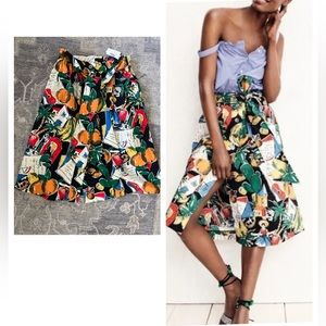 J Crew Postcard Havana Midi Skirt Size 4
